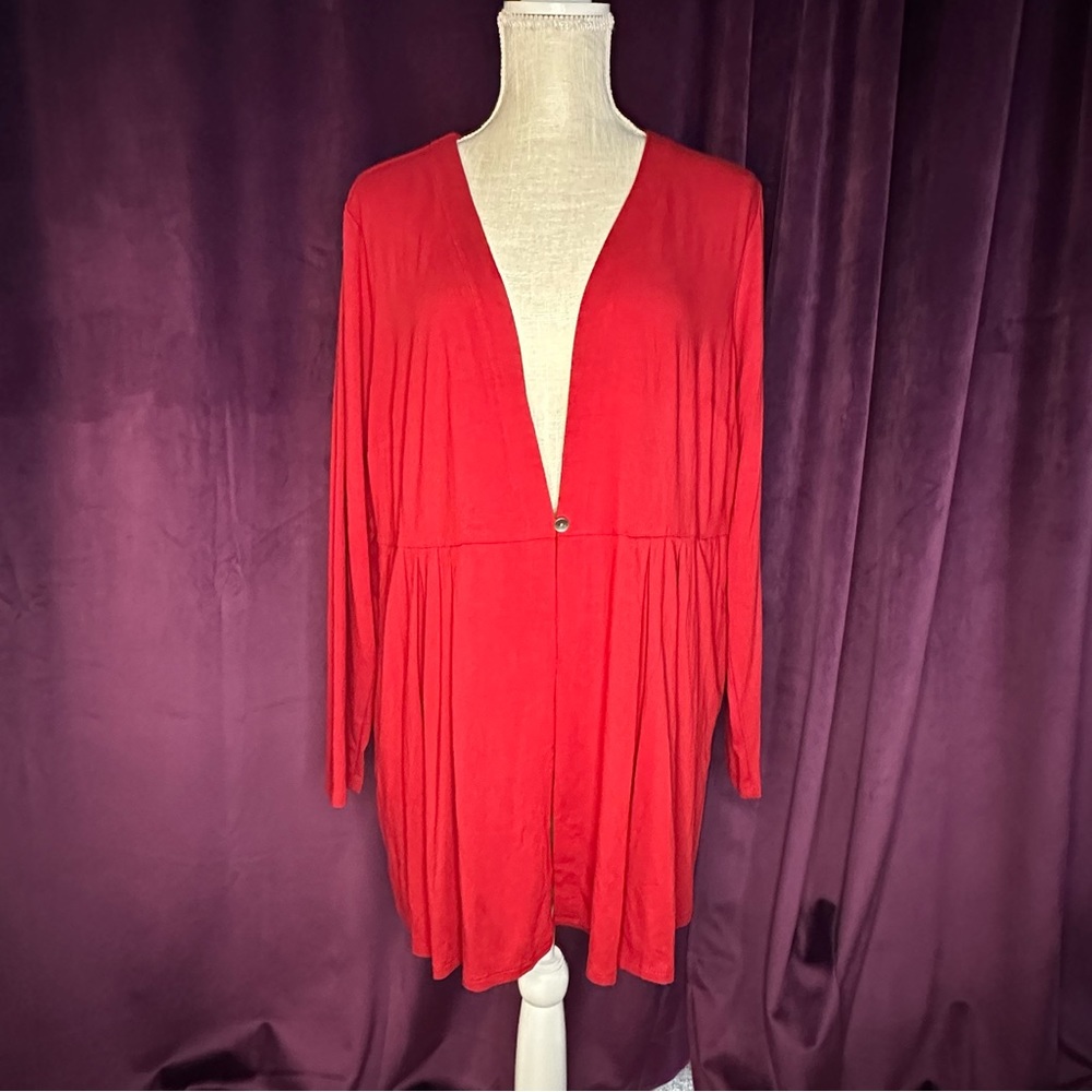 Bright Red Cardigan, Size 1X